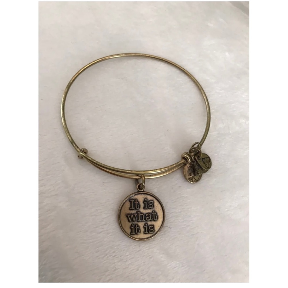 Alex And Ani “It Is What It Is” Charm Gold Russian Bangle Bracelet
